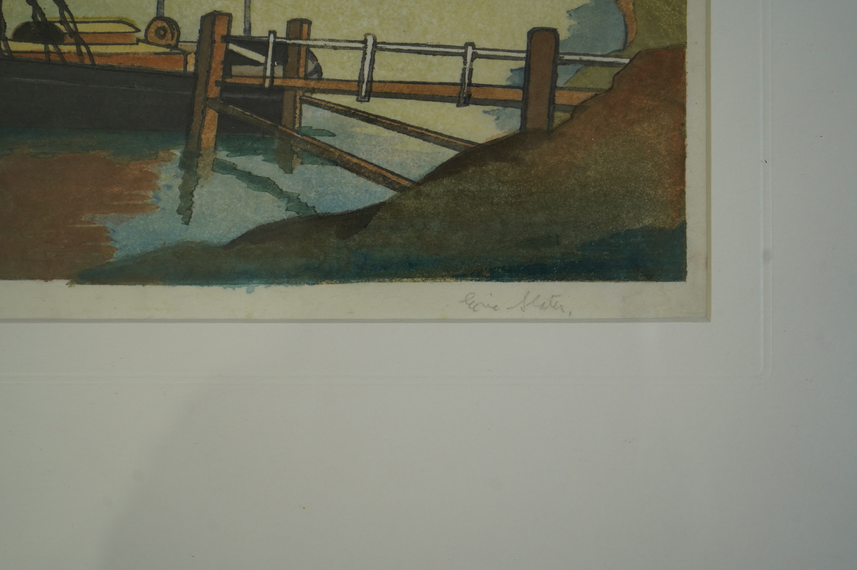 Eric Slater (British, 1896-1963), 'Morning calm', woodcut, 27.5 x 36cm